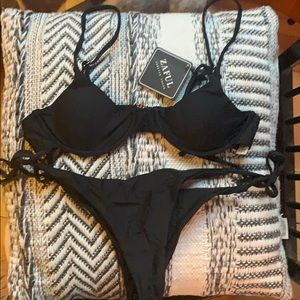 TAGS STILL ON black string bikini